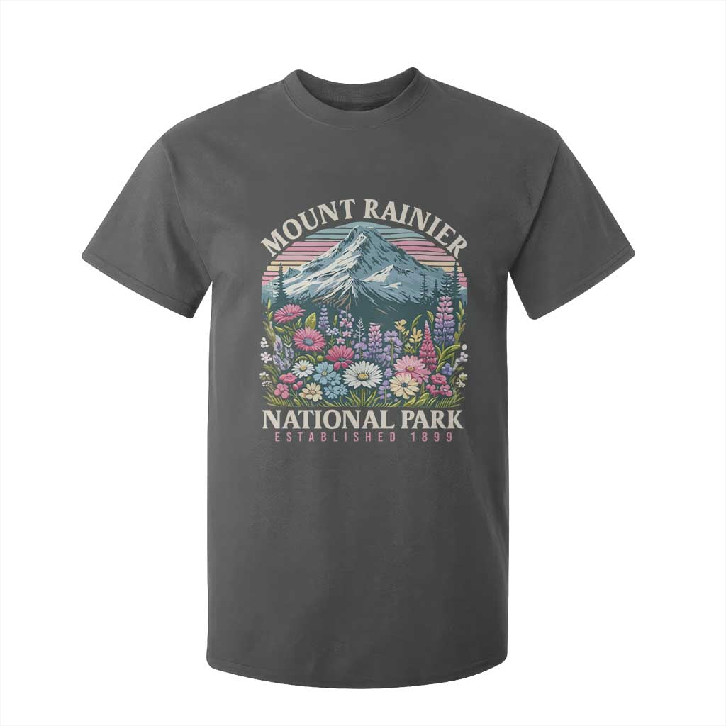 Mount Rainier National Park T Shirt For Kid Retro Vintage Wildflowers TS10 Dark Heather Print Your Wear