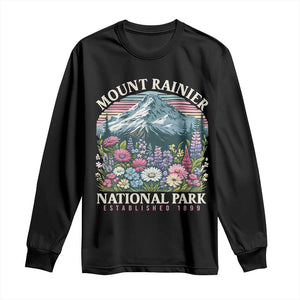 Mount Rainier National Park Long Sleeve Shirt Retro Vintage Wildflowers TS10 Black Print Your Wear
