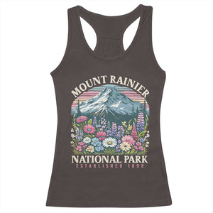 Mount Rainier National Park Racerback Tank Top Retro Vintage Wildflowers TS10 Dark Chocolate Print Your Wear