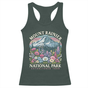 Mount Rainier National Park Racerback Tank Top Retro Vintage Wildflowers TS10 Dark Forest Green Print Your Wear