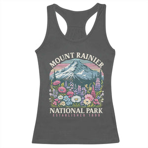 Mount Rainier National Park Racerback Tank Top Retro Vintage Wildflowers TS10 Dark Heather Print Your Wear