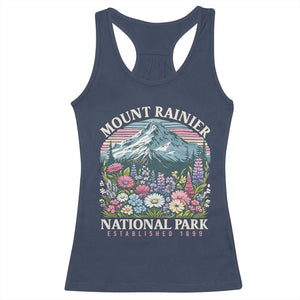 Mount Rainier National Park Racerback Tank Top Retro Vintage Wildflowers TS10 Navy Print Your Wear