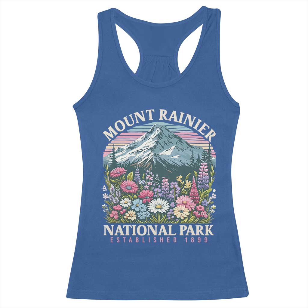 Mount Rainier National Park Racerback Tank Top Retro Vintage Wildflowers TS10 Royal Blue Print Your Wear