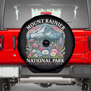Mount Rainier National Park Spare Tire Cover Retro Vintage Wildflowers TS10 Black Print Your Wear
