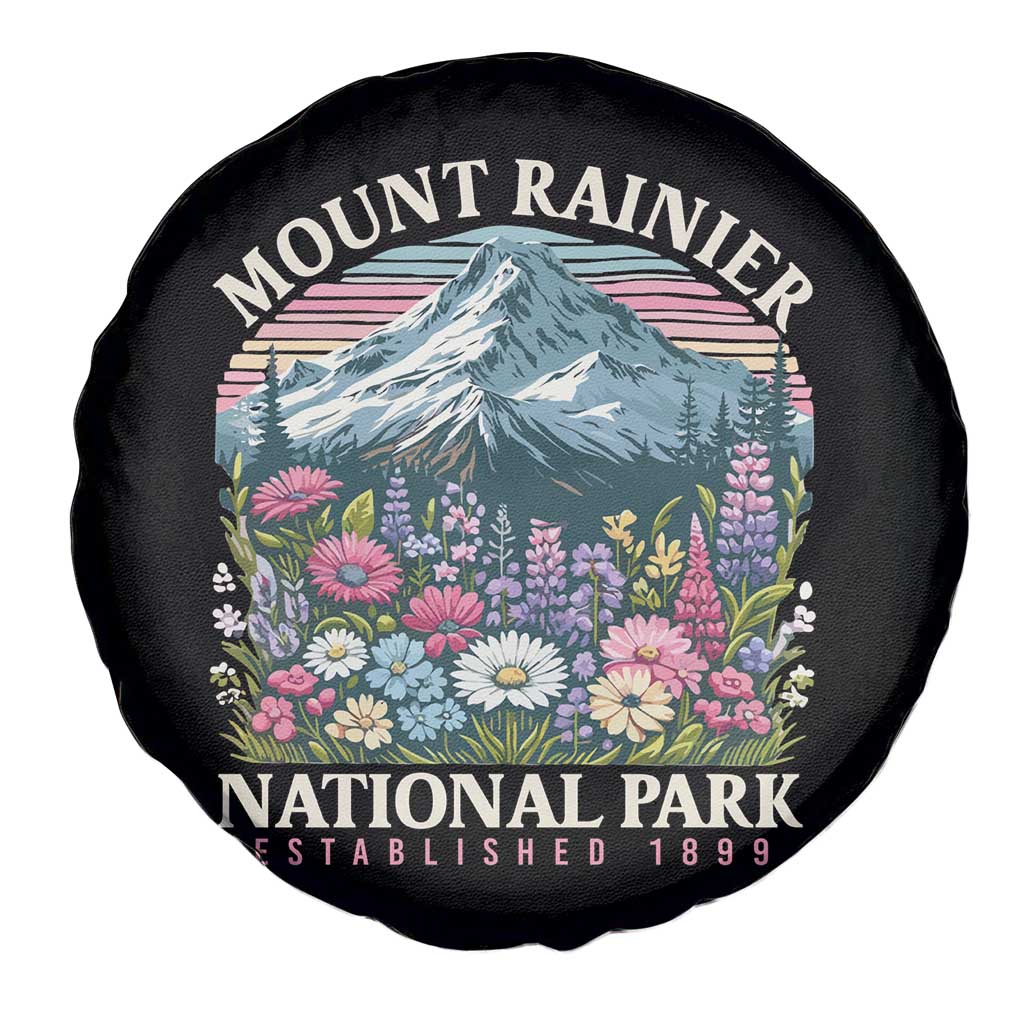 Mount Rainier National Park Spare Tire Cover Retro Vintage Wildflowers TS10 Print Your Wear
