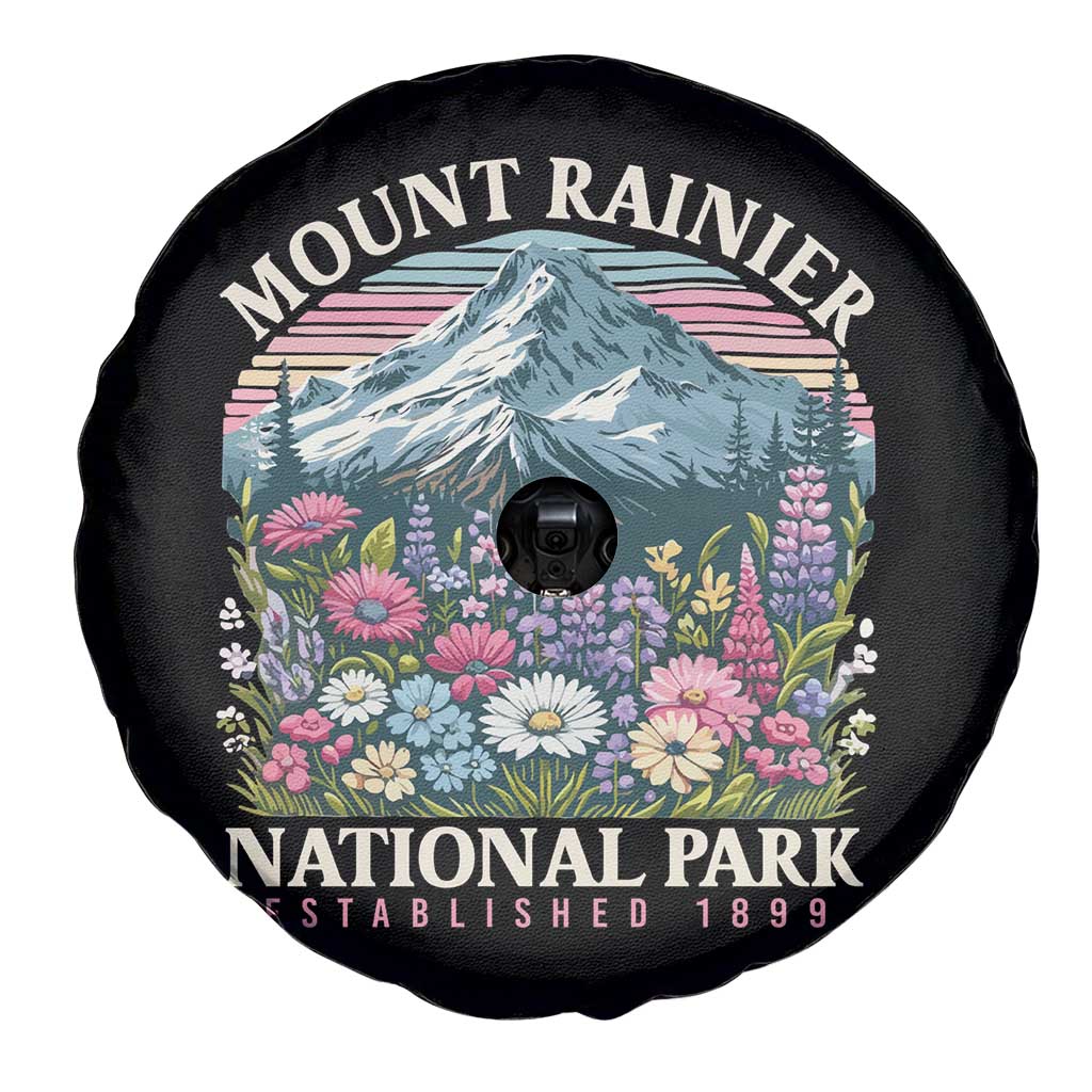 Mount Rainier National Park Spare Tire Cover Retro Vintage Wildflowers TS10 Print Your Wear
