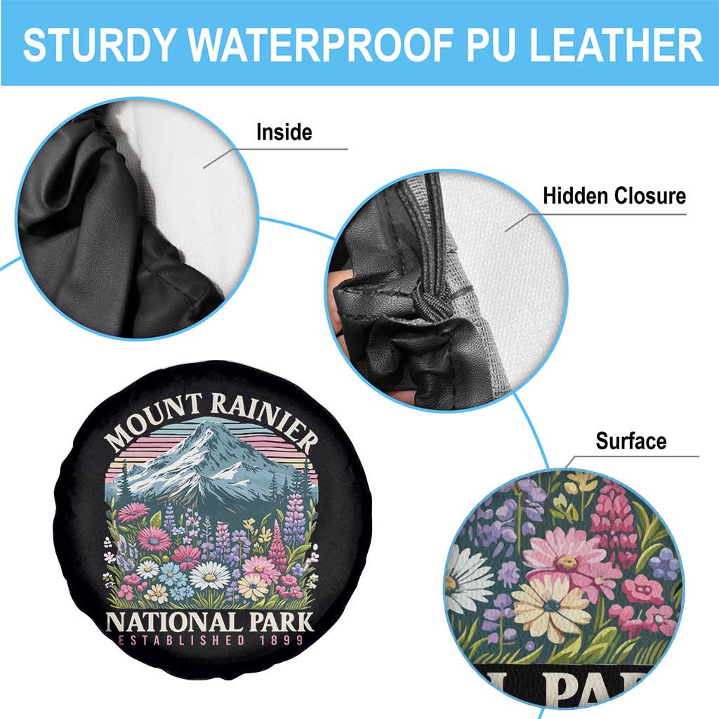 Mount Rainier National Park Spare Tire Cover Retro Vintage Wildflowers TS10 Print Your Wear
