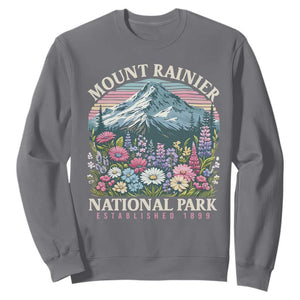 Mount Rainier National Park Sweatshirt Retro Vintage Wildflowers TS10 Charcoal Print Your Wear