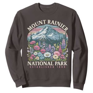 Mount Rainier National Park Sweatshirt Retro Vintage Wildflowers TS10 Dark Chocolate Print Your Wear