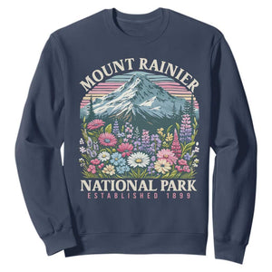 Mount Rainier National Park Sweatshirt Retro Vintage Wildflowers TS10 Navy Print Your Wear