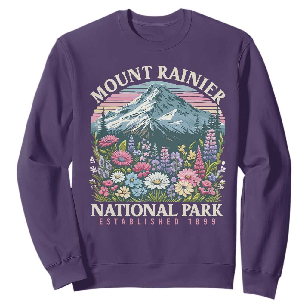 Mount Rainier National Park Sweatshirt Retro Vintage Wildflowers TS10 Purple Print Your Wear