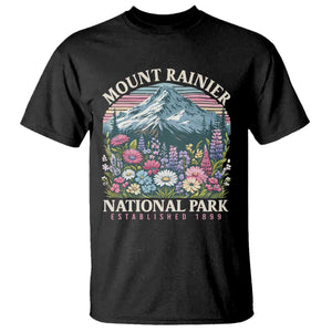 Mount Rainier National Park T Shirt Retro Vintage Wildflowers TS10 Black Print Your Wear
