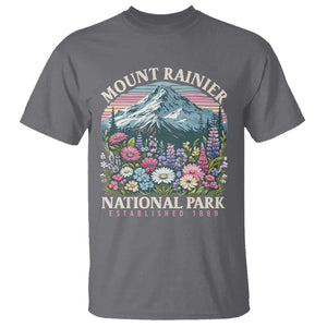 Mount Rainier National Park T Shirt Retro Vintage Wildflowers TS10 Charcoal Print Your Wear