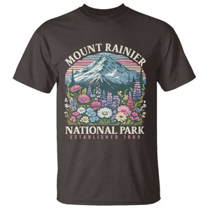 Mount Rainier National Park T Shirt Retro Vintage Wildflowers TS10 Dark Chocolate Print Your Wear