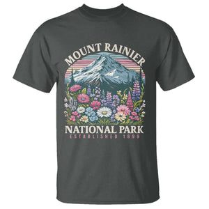 Mount Rainier National Park T Shirt Retro Vintage Wildflowers TS10 Dark Heather Print Your Wear