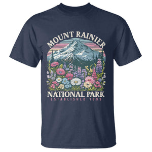 Mount Rainier National Park T Shirt Retro Vintage Wildflowers TS10 Navy Print Your Wear