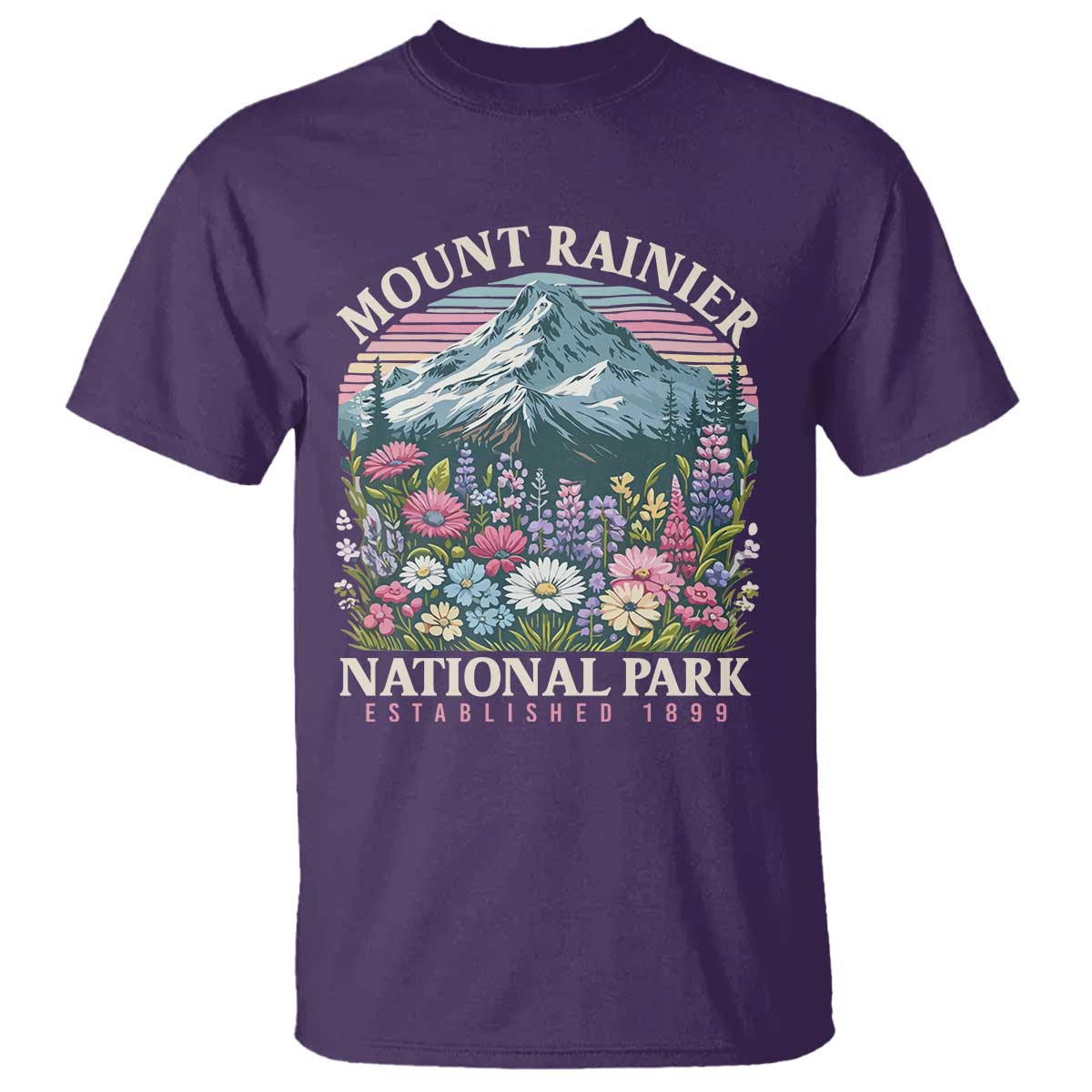 Mount Rainier National Park T Shirt Retro Vintage Wildflowers TS10 Purple Print Your Wear