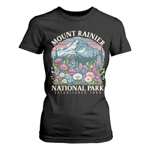 Mount Rainier National Park T Shirt For Women Retro Vintage Wildflowers TS10 Black Print Your Wear
