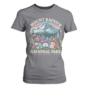 Mount Rainier National Park T Shirt For Women Retro Vintage Wildflowers TS10 Charcoal Print Your Wear