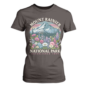 Mount Rainier National Park T Shirt For Women Retro Vintage Wildflowers TS10 Dark Chocolate Print Your Wear