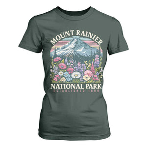 Mount Rainier National Park T Shirt For Women Retro Vintage Wildflowers TS10 Dark Forest Green Print Your Wear