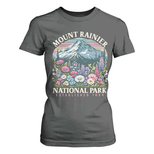 Mount Rainier National Park T Shirt For Women Retro Vintage Wildflowers TS10 Dark Heather Print Your Wear