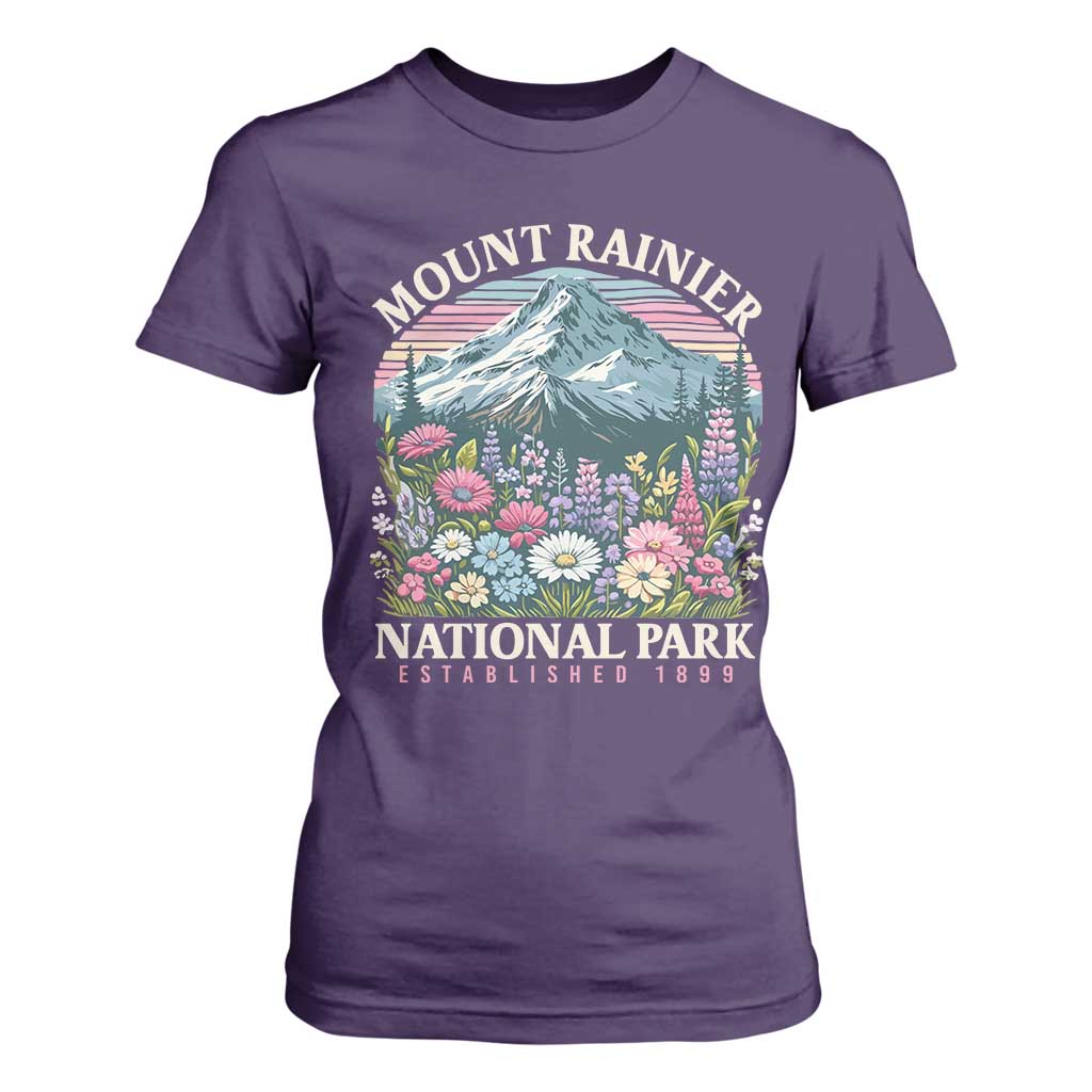 Mount Rainier National Park T Shirt For Women Retro Vintage Wildflowers TS10 Purple Print Your Wear