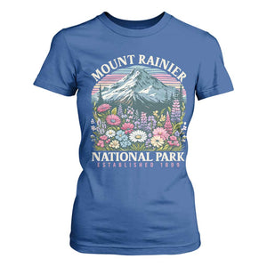 Mount Rainier National Park T Shirt For Women Retro Vintage Wildflowers TS10 Royal Blue Print Your Wear