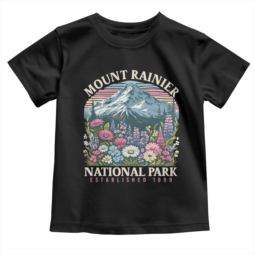 Mount Rainier National Park Toddler T Shirt Retro Vintage Wildflowers TS10 Black Print Your Wear
