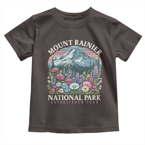 Mount Rainier National Park Toddler T Shirt Retro Vintage Wildflowers TS10 Dark Chocolate Print Your Wear
