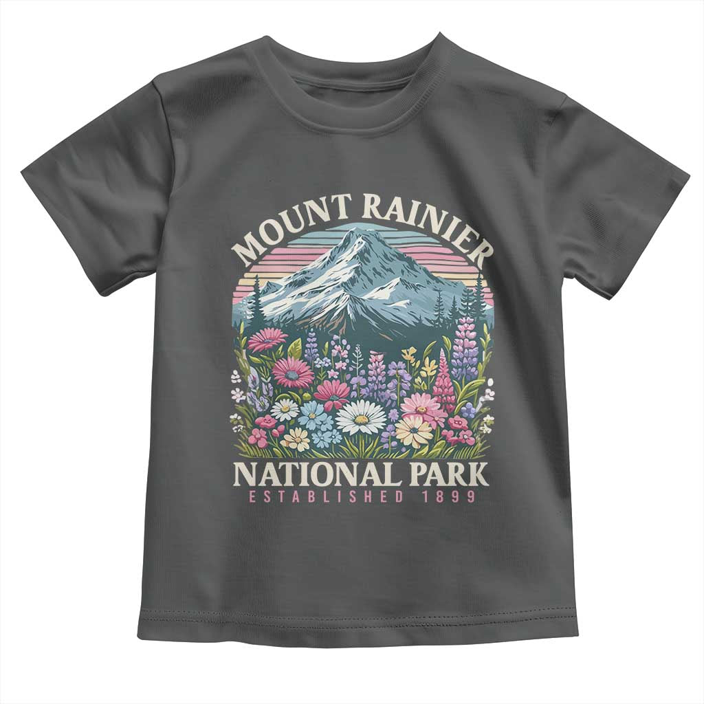 Mount Rainier National Park Toddler T Shirt Retro Vintage Wildflowers TS10 Dark Heather Print Your Wear