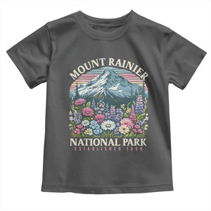 Mount Rainier National Park Toddler T Shirt Retro Vintage Wildflowers TS10 Dark Heather Print Your Wear