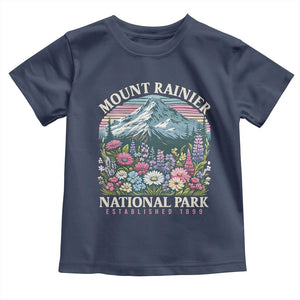 Mount Rainier National Park Toddler T Shirt Retro Vintage Wildflowers TS10 Navy Print Your Wear