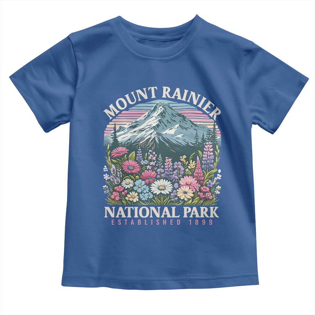 Mount Rainier National Park Toddler T Shirt Retro Vintage Wildflowers TS10 Royal Blue Print Your Wear