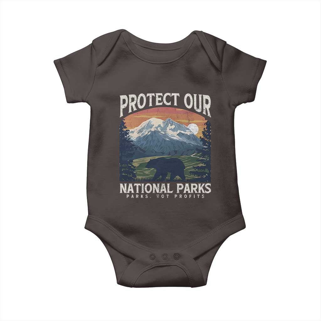 Protect Our National Parks Baby Onesie Vintage NPS Bear Mountains TS10 Dark Chocolate Print Your Wear