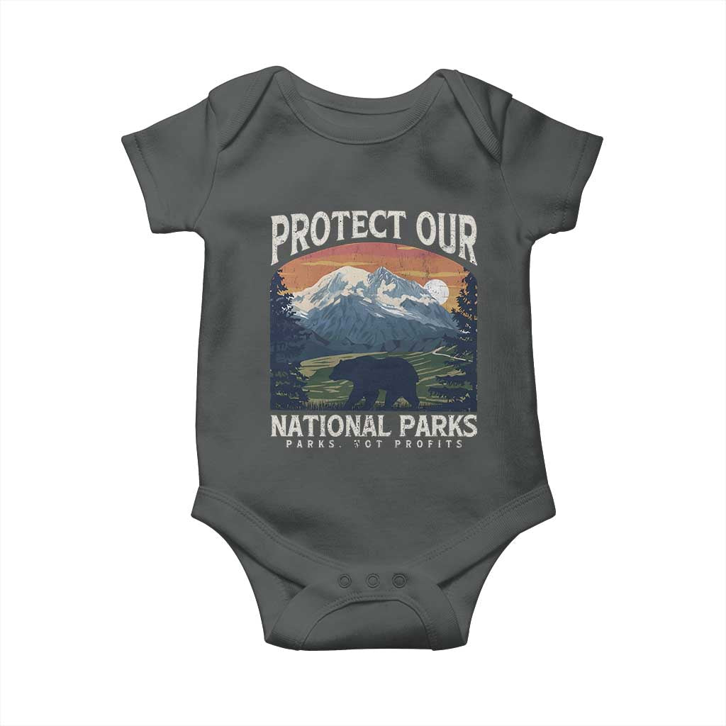 Protect Our National Parks Baby Onesie Vintage NPS Bear Mountains TS10 Dark Heather Print Your Wear