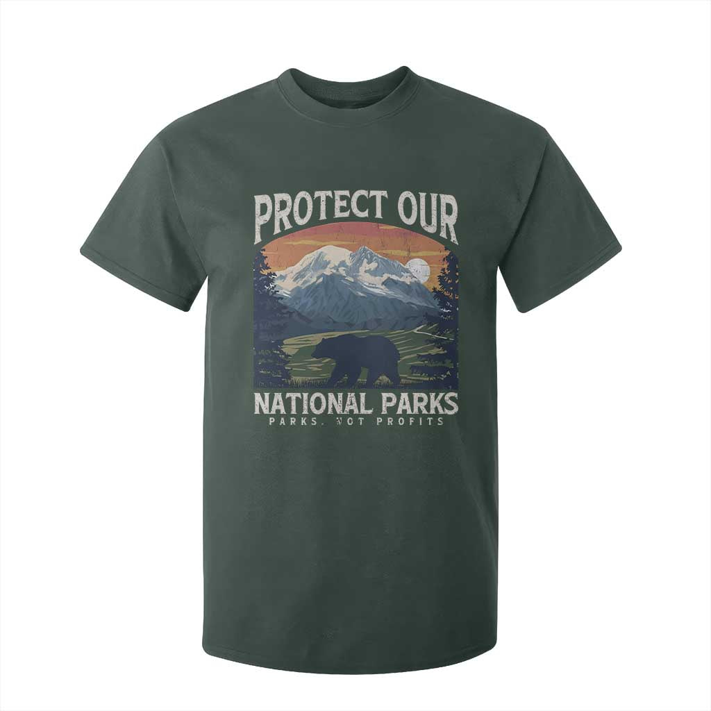 Protect Our National Parks T Shirt For Kid Vintage NPS Bear Mountains TS10 Dark Forest Green Print Your Wear