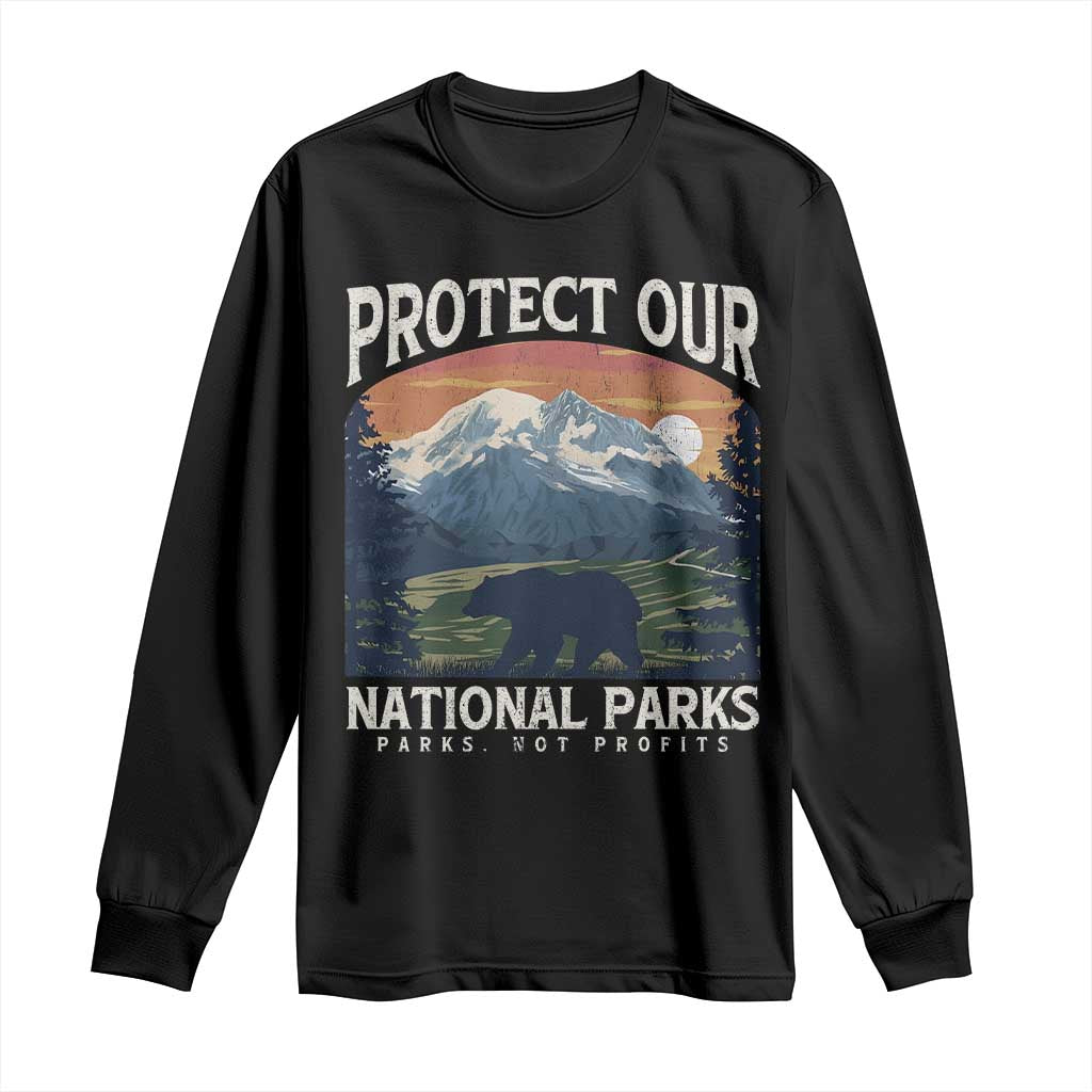 Protect Our National Parks Long Sleeve Shirt Vintage NPS Bear Mountains TS10 Black Print Your Wear