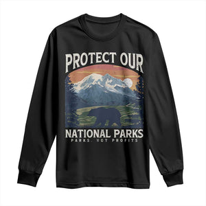 Protect Our National Parks Long Sleeve Shirt Vintage NPS Bear Mountains TS10 Black Print Your Wear