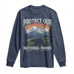 Protect Our National Parks Long Sleeve Shirt Vintage NPS Bear Mountains TS10 Navy Print Your Wear