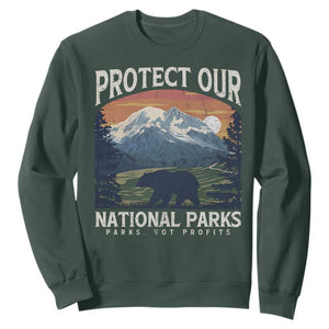 Protect Our National Parks Sweatshirt Vintage NPS Bear Mountains TS10 Dark Forest Green Print Your Wear
