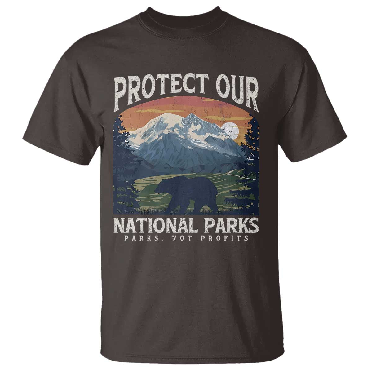 Protect Our National Parks T Shirt Vintage NPS Bear Mountains TS10 Dark Chocolate Print Your Wear