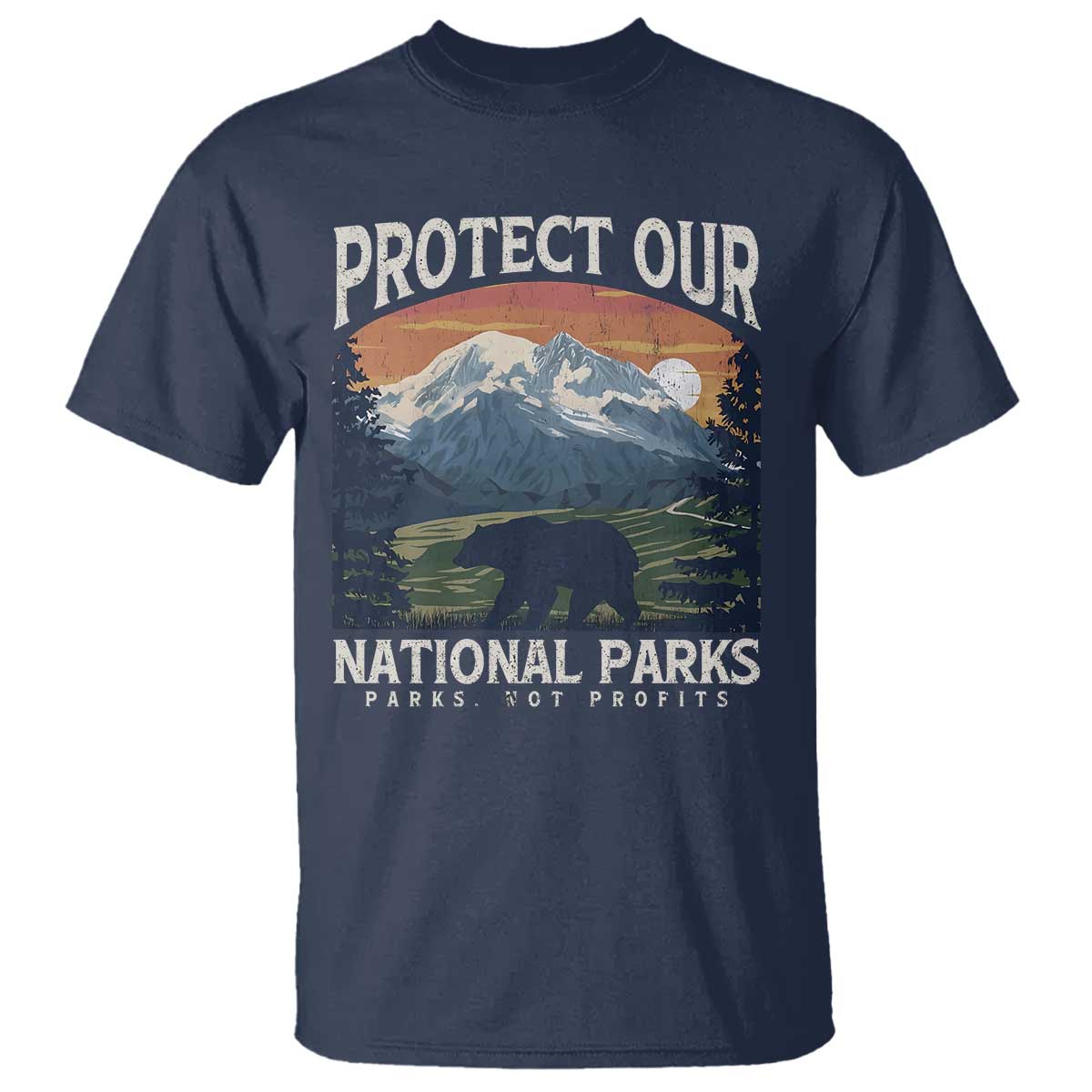Protect Our National Parks T Shirt Vintage NPS Bear Mountains TS10 Navy Print Your Wear