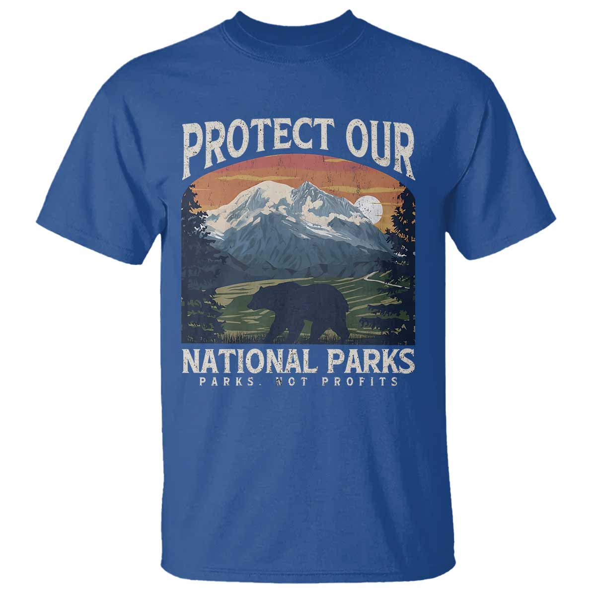 Protect Our National Parks T Shirt Vintage NPS Bear Mountains TS10 Royal Blue Print Your Wear
