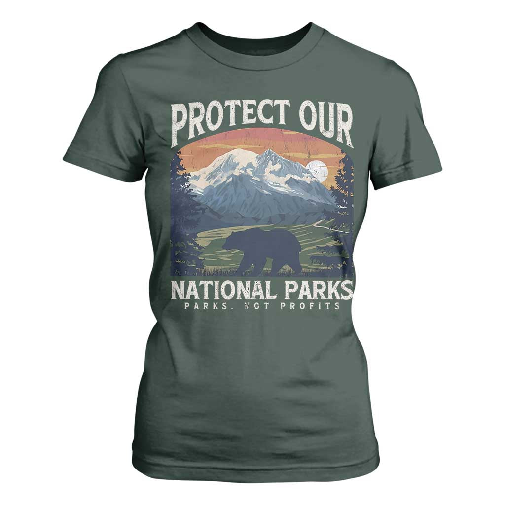 Protect Our National Parks T Shirt For Women Vintage NPS Bear Mountains TS10 Dark Forest Green Print Your Wear