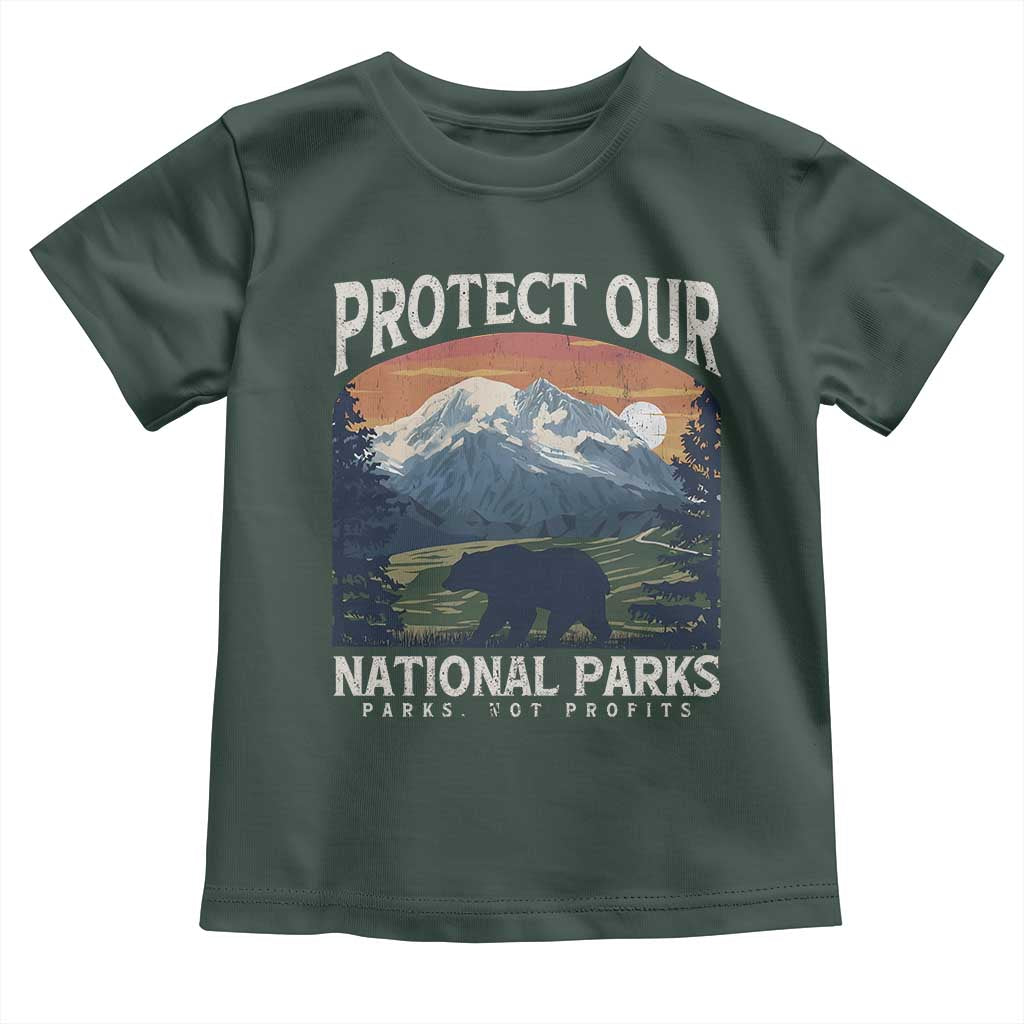 Protect Our National Parks Toddler T Shirt Vintage NPS Bear Mountains TS10 Dark Forest Green Print Your Wear