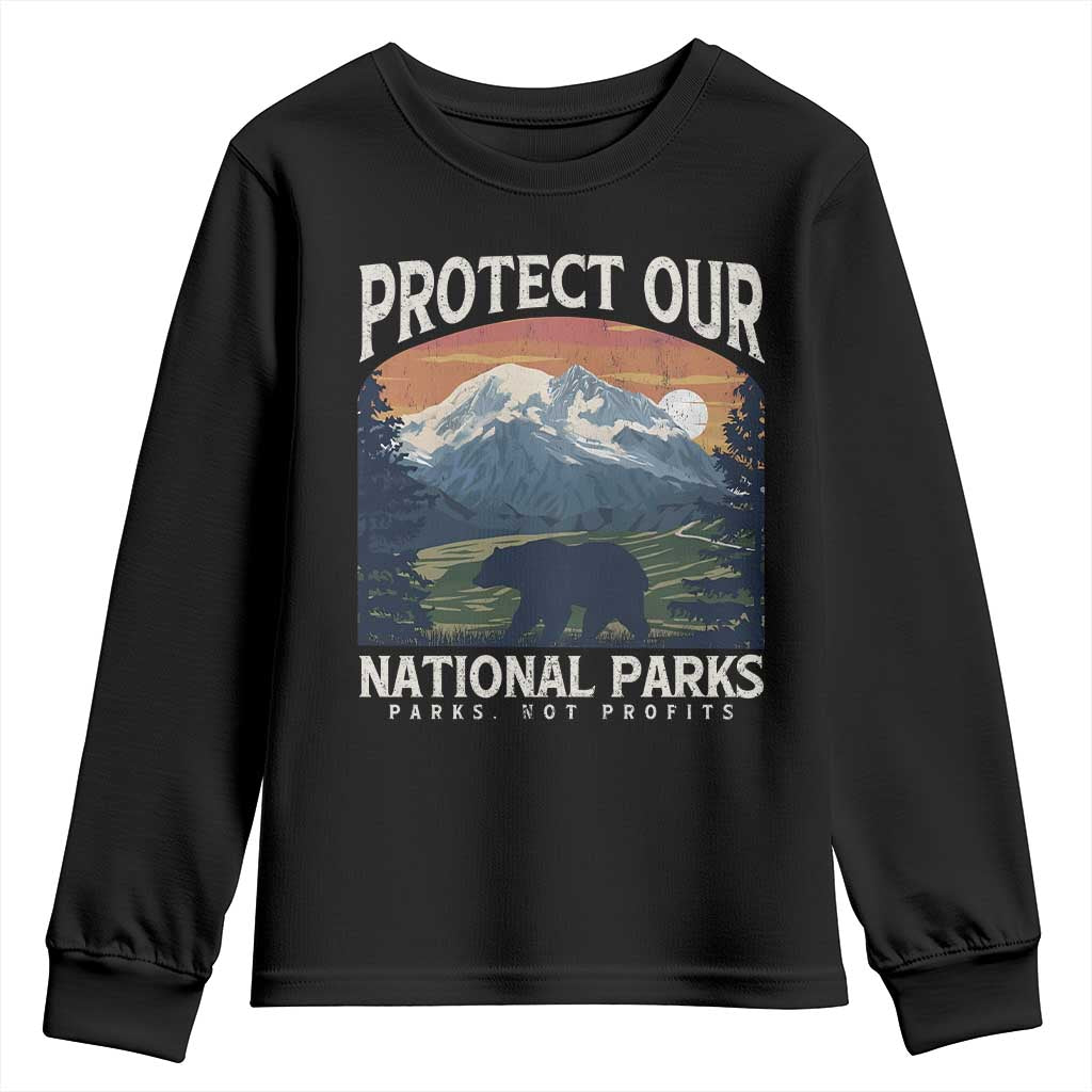 Protect Our National Parks Youth Sweatshirt Vintage NPS Bear Mountains TS10 Black Print Your Wear