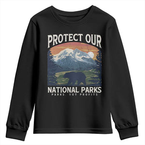 Protect Our National Parks Youth Sweatshirt Vintage NPS Bear Mountains TS10 Black Print Your Wear