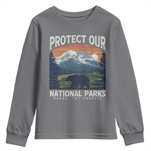 Protect Our National Parks Youth Sweatshirt Vintage NPS Bear Mountains TS10 Charcoal Print Your Wear