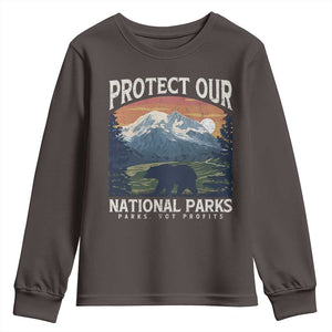Protect Our National Parks Youth Sweatshirt Vintage NPS Bear Mountains TS10 Dark Chocolate Print Your Wear